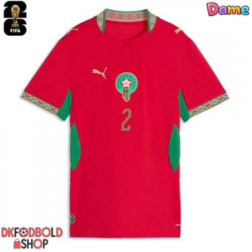 Marokko Achraf Hakimi #2 Hjemmebanetrøje Dame VM 2026 Kort ærmer